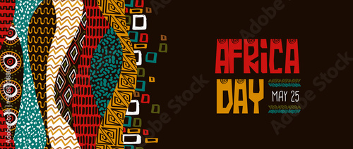 Fotografia Africa Day banner colorful tribal art decoration