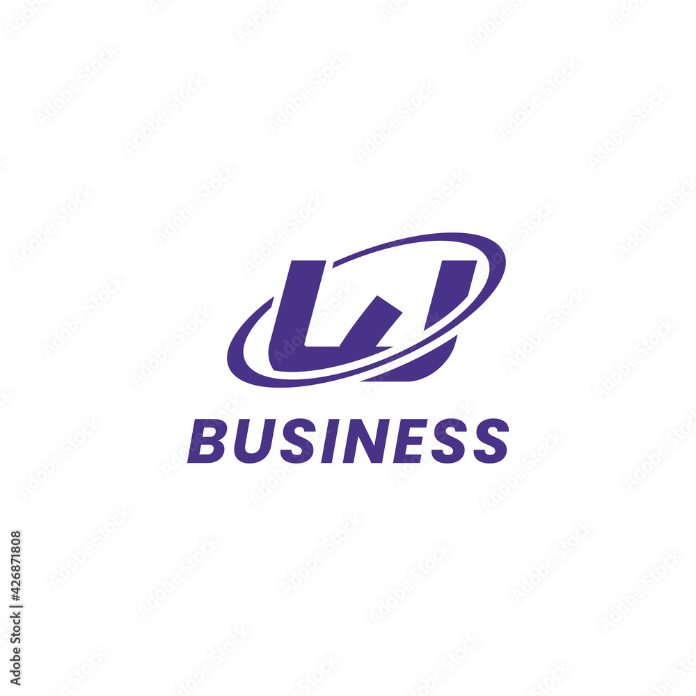 Simple and minimalis purple letter W monogram initial logo with orbit circle in white background Simple and minimalis purple letter W monogram initial logo with orbit circle in white background