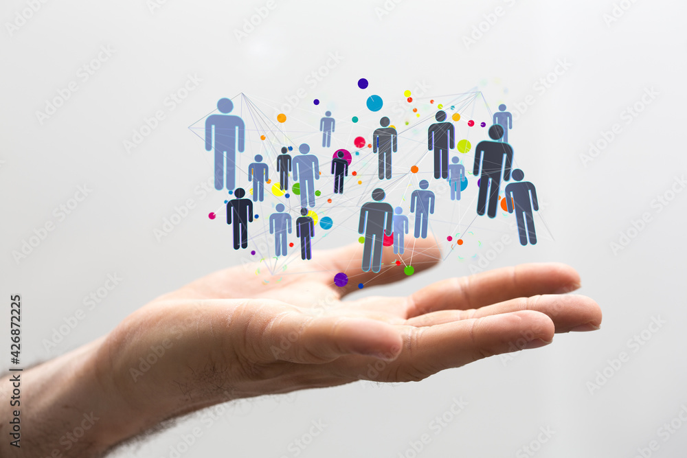 Business people silhouettes network team Business people silhouettes network team