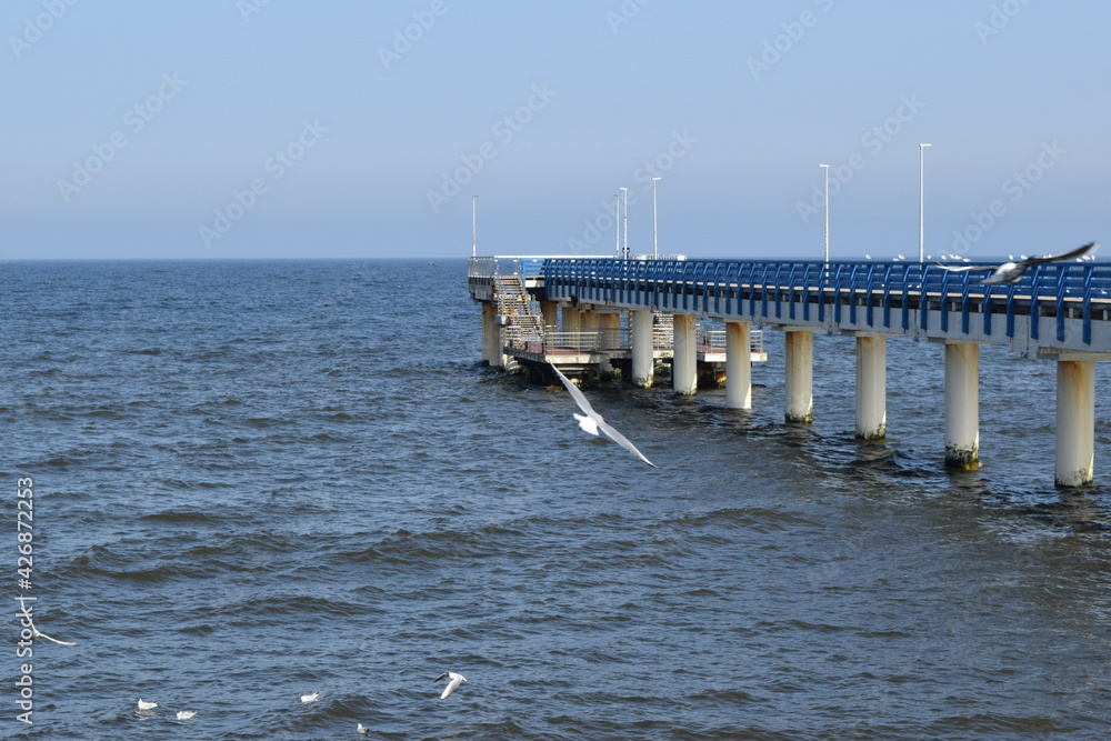 Long pier on the shores of the baltic sea.