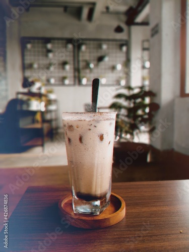 latte in a glass