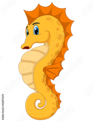 cute Seahorse cartoon isolated on white background