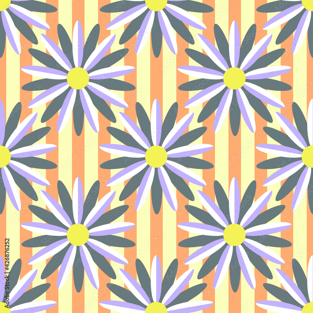 Geometric flowers seamless pattern. Vector stock illustration eps10. 