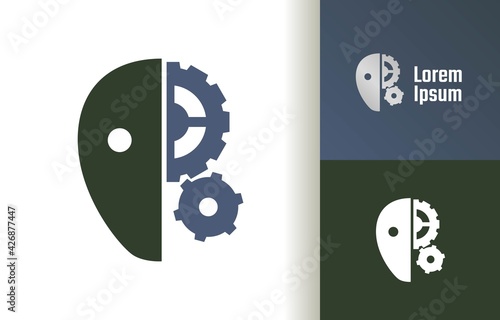 Cyborg automaton head robot logo company, logo vector template design. Ready to use, easy for edit.