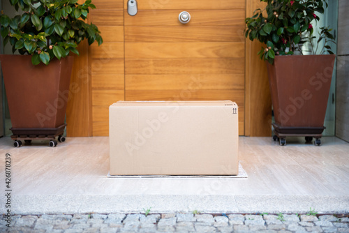 Принти на полотні parcel on door mat near entrance