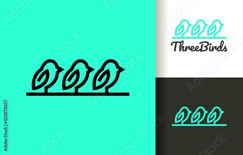 Three birds stand logo company, logo vector template design. Ready to use, easy for edit.