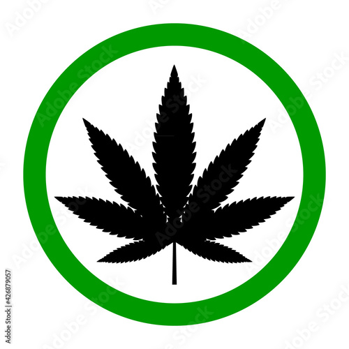 Mariuhana leaf symbol, free marijuana or hemp icon, cannabis medical sign, weed drug vector illustration