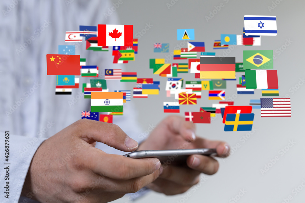 Global communication, international messaging and translation concept Global communication, international messaging and translation concept