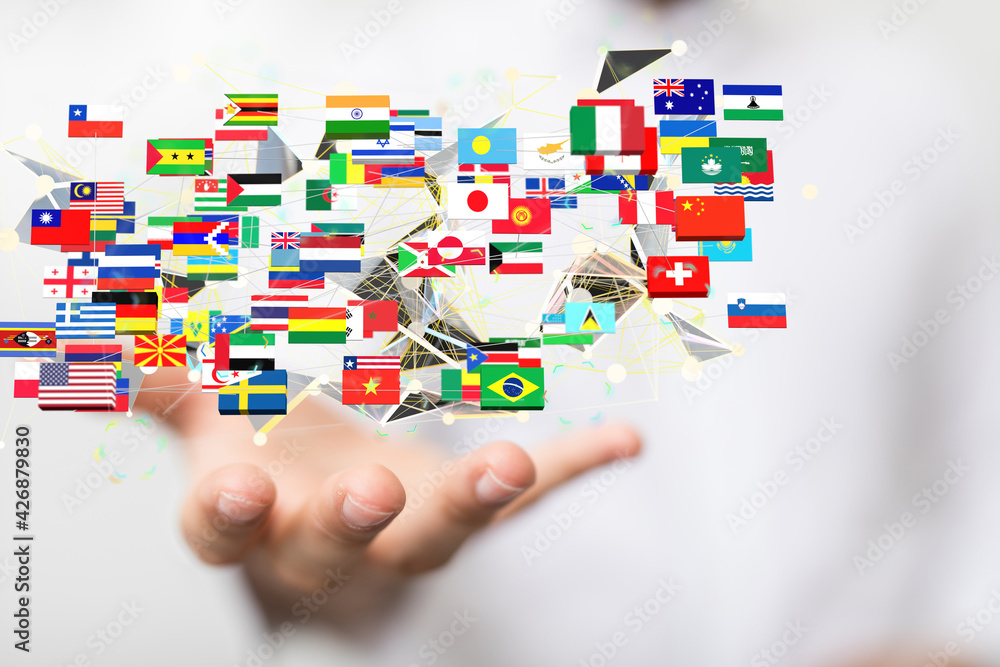 National flags of the countries 3d