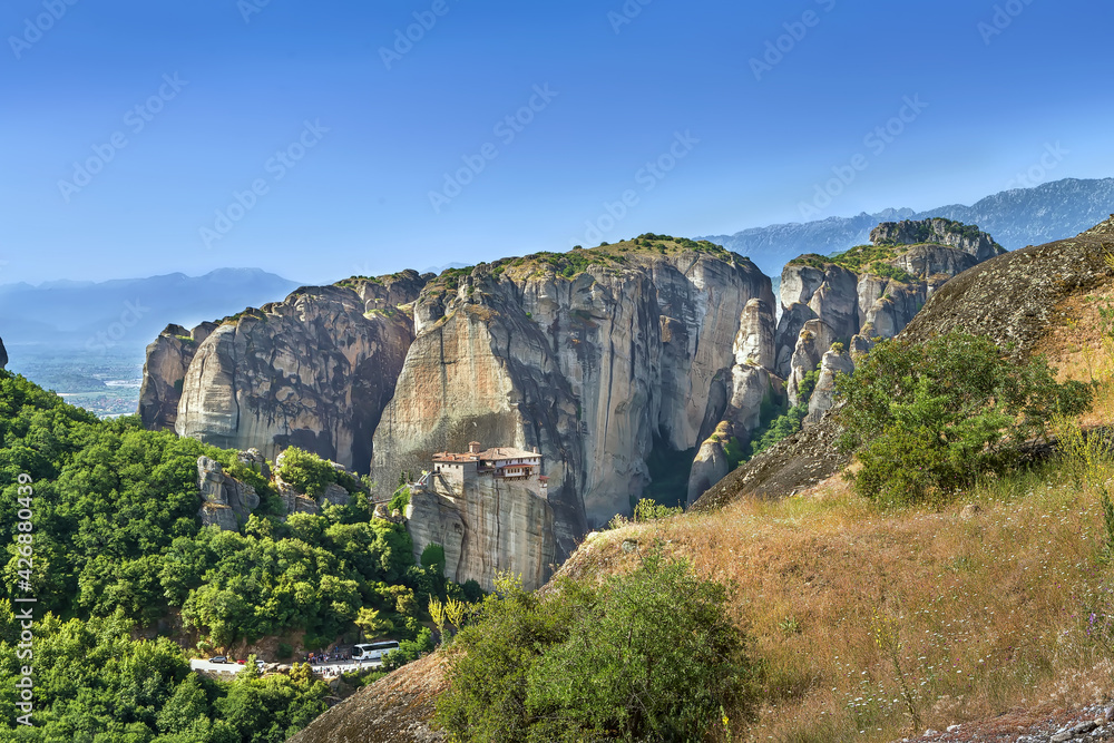 View of rocks in Meteora, Greece View of rocks in Meteora, Greece