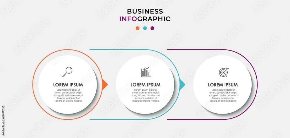 Vector Infographic design business template with icons and 3 options or steps. Can be used for process diagram, presentations, workflow layout, banner, flow chart, info graph Vector Infographic design business template with icons and 3 options or steps. Can be used for process diagram, presentations, workflow layout, banner, flow chart, info graph