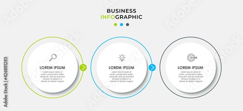Vector Infographic design business template with icons and 3 options or steps. Can be used for process diagram, presentations, workflow layout, banner, flow chart, info graph
