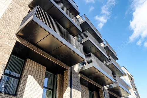 Exterior of new modern apartment buildings