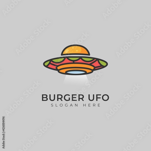 Burger ufo fast food delivery illustration logo
