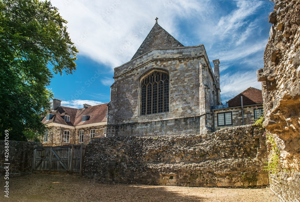Wolvesey Castle, also known as the Old Bishop's Palace is a ruined building in Winchester, Hampshire, England Wolvesey Castle, also known as the Old Bishop's Palace is a ruined building in Winchester, Hampshire, England