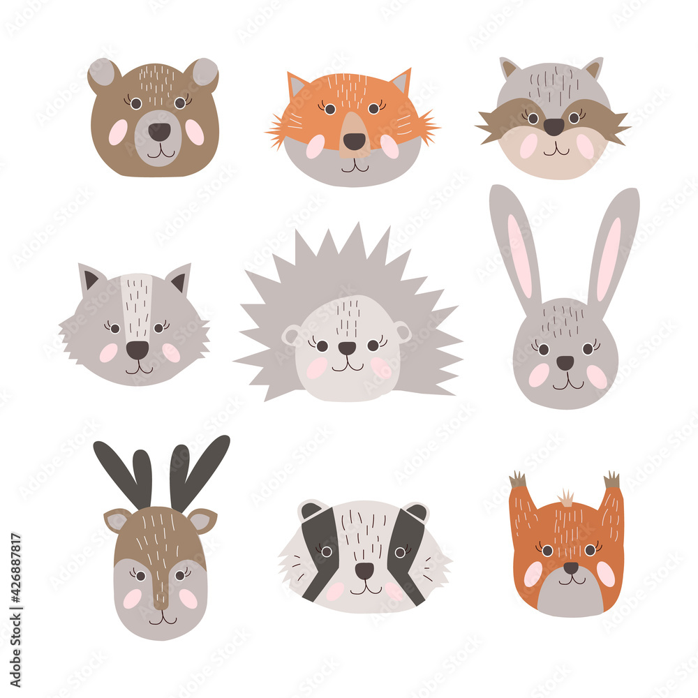 Set of cute cartoon animals isolated on white background. vector illustration.
Set of cute cartoon animals isolated on white background. vector illustration.