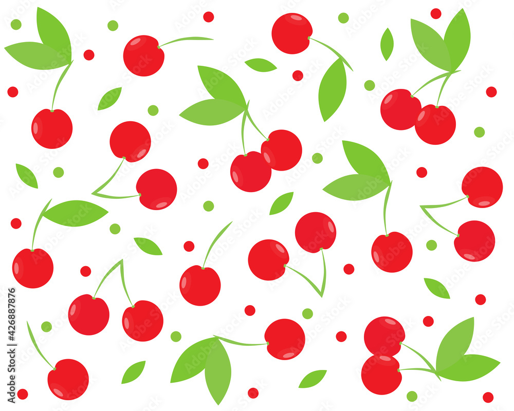 background with red cherries and leaves
background with red cherries and leaves