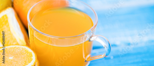 Fresh orange juice breakfast background