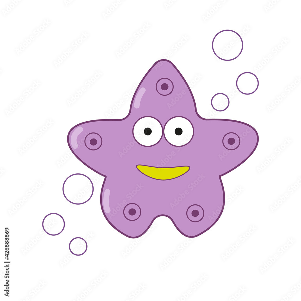 Starfish cartoon vector icon illustration of aquatic wildlife. Isolated on a white background. Childish Starfish cartoon vector icon illustration of aquatic wildlife. Isolated on a white background. Childish
