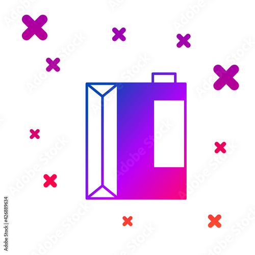 Color Paper package for kefir icon isolated on white background. Dieting food for healthy lifestyle and probiotics fulfillment. Gradient random dynamic shapes. Vector
