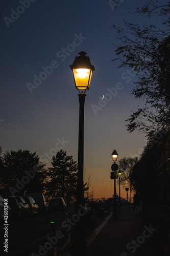 Εκτύπωση καμβά moon and the street lamp montmartre