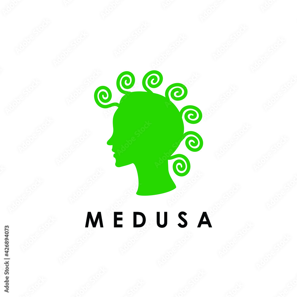 green medusa hair silhouette logo design vector illustration green medusa hair silhouette logo design vector illustration