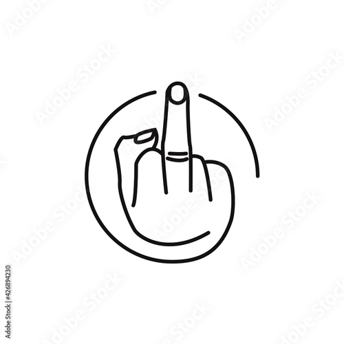 middle finger hand gesture logo design vector outline