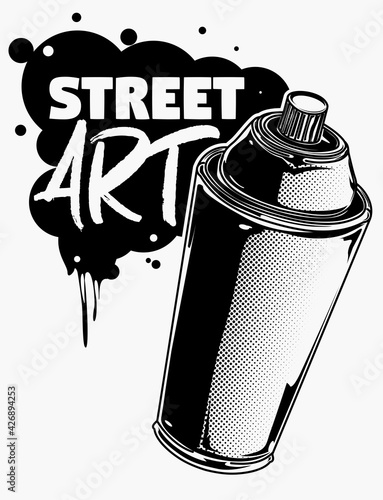 Street art - black and white spray can graffiti