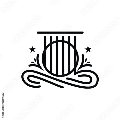 guitar string music ornament logo design vector
