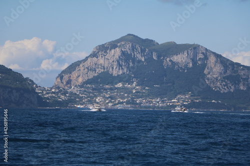 View to Capri island and Mediterranean Sea, Italy