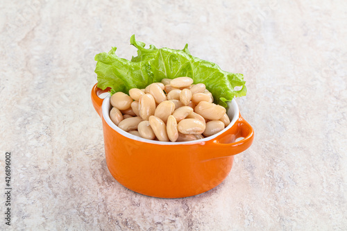 White canned beans for vegan suisine photo