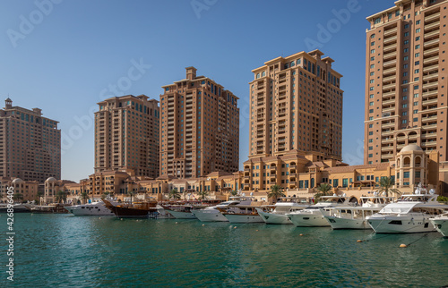 View from the Pearl Qatar, a new residential area with a marina in the middle, Qatar. © Paulo