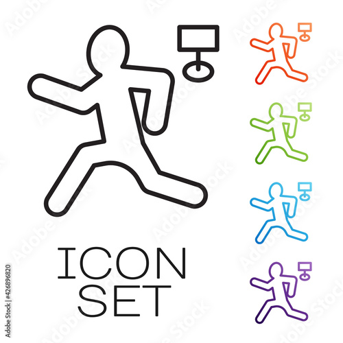 Black line Murder icon isolated on white background. Body, bleeding, corpse, bleeding icon. Concept of crime scene. Set icons colorful. Vector