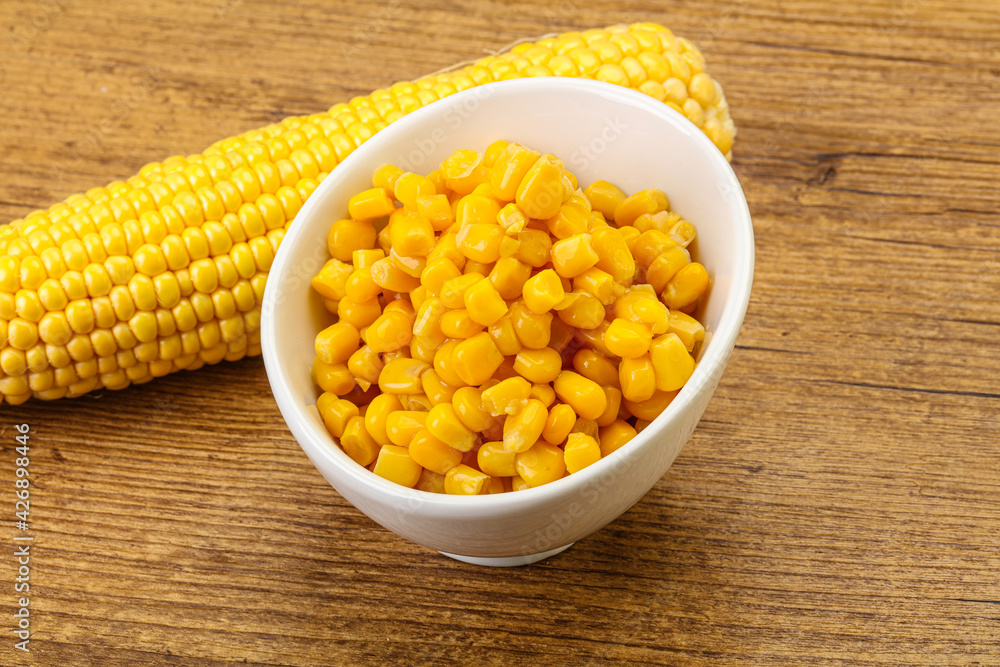 Sweet yellow corn in the bowl Sweet yellow corn in the bowl