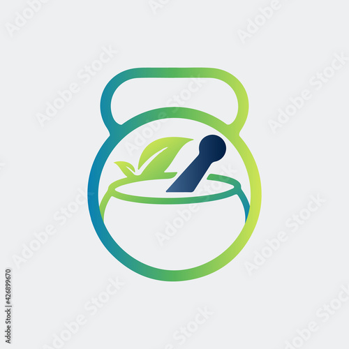 Restoring Health with fitness dumbbell icon vector logo design