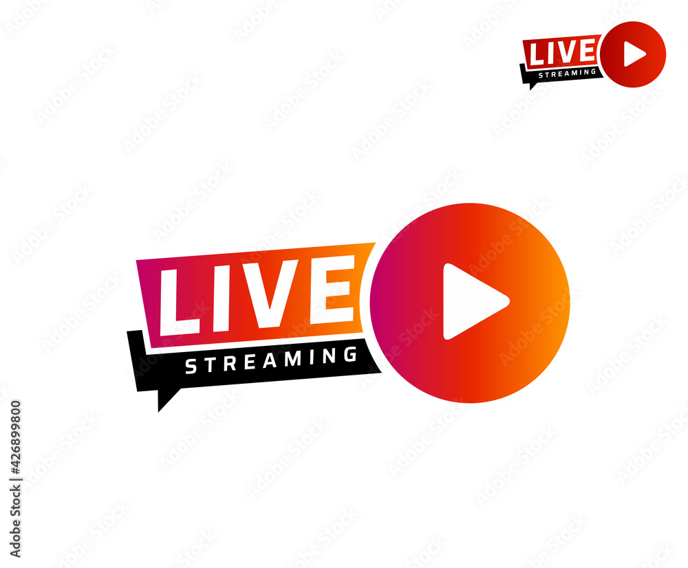 Live streaming icon. Broadcasting video news, tv stream screen banner. Online channel, live event sticker design. Live streaming icon. Broadcasting video news, tv stream screen banner. Online channel, live event sticker design.