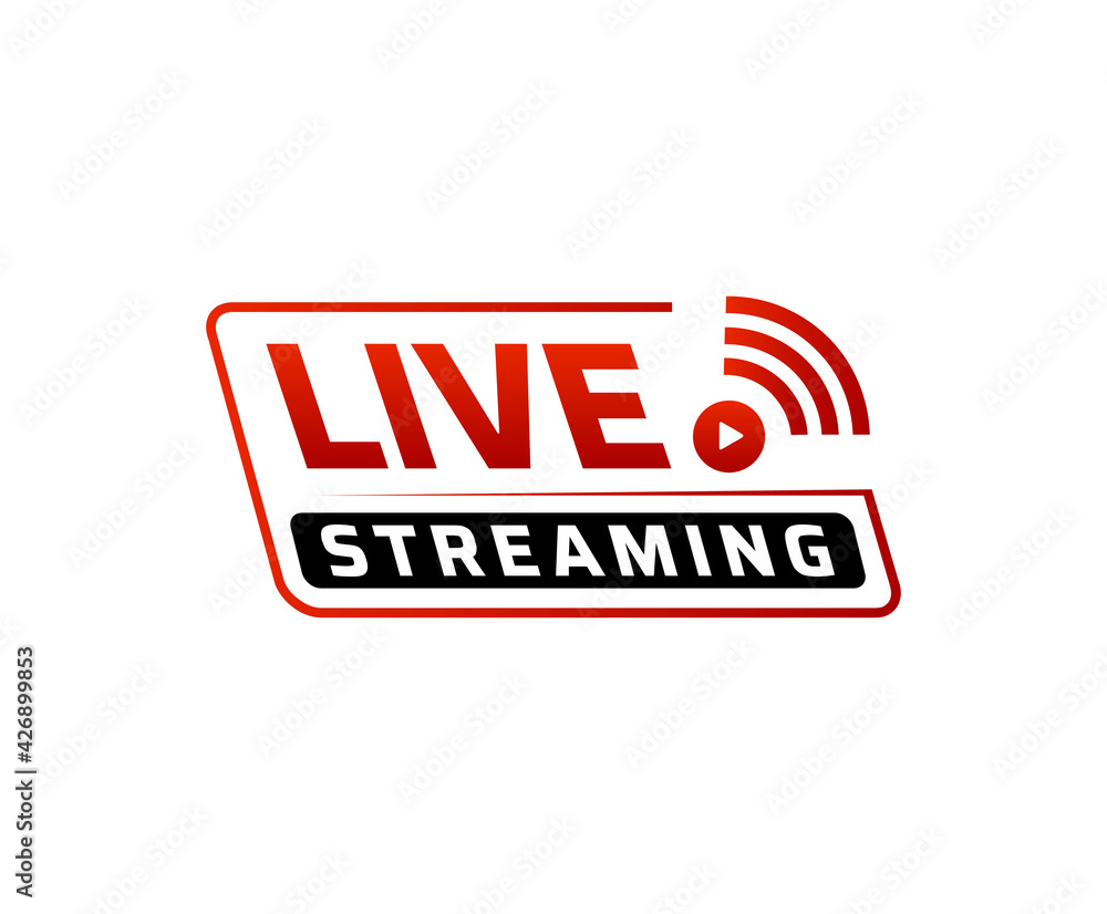 Live streaming logo - trendy vector design element with play button for news and TV or online broadcasting. Live streaming logo - trendy vector design element with play button for news and TV or online broadcasting.