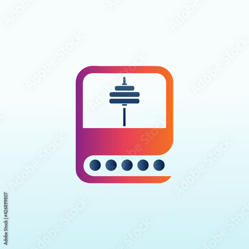 Marine with fitness dumbbell icon vector logo design.