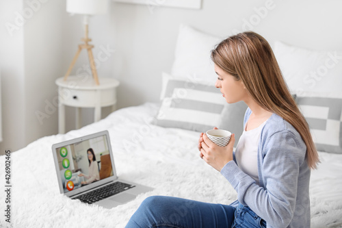 Stressed young woman asking...