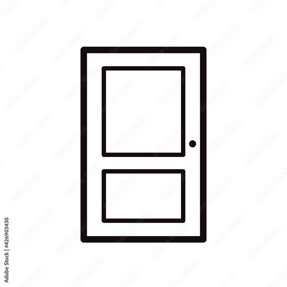 Closed door simple black icon on white Closed door simple black icon on white
