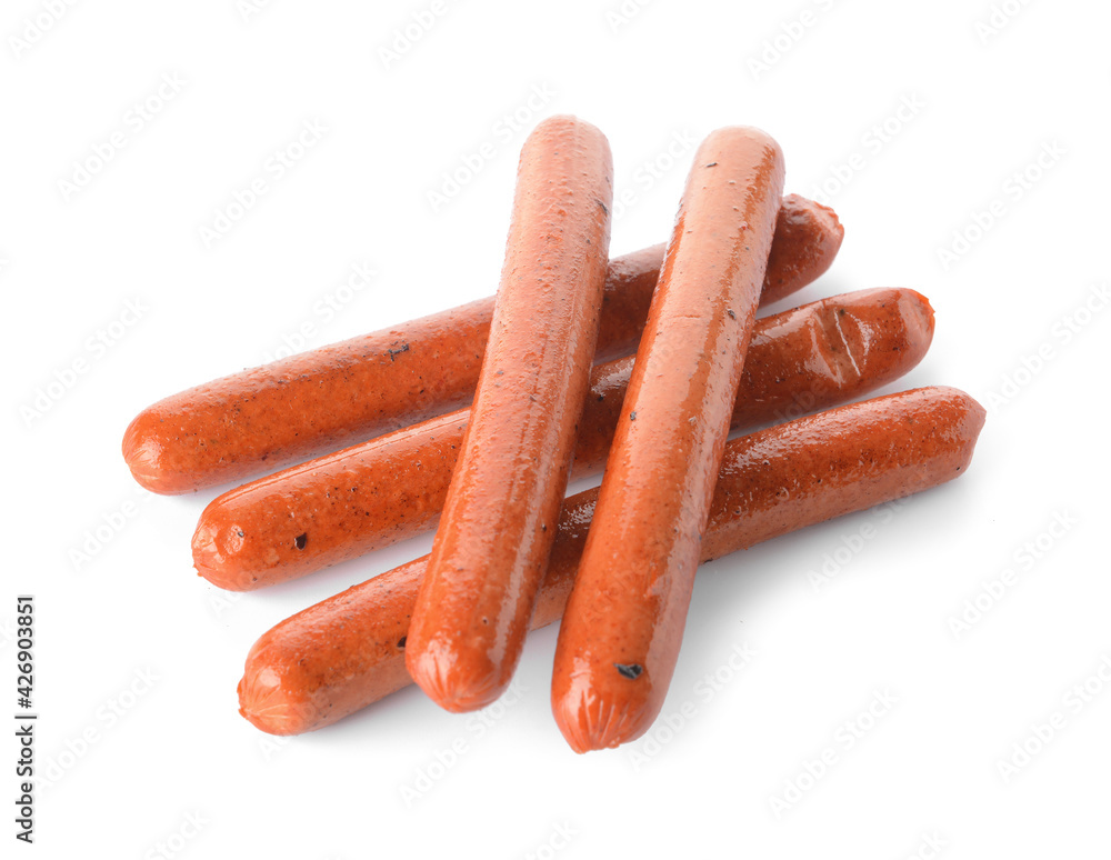 Tasty vegetarian sausages on white background Tasty vegetarian sausages on white background