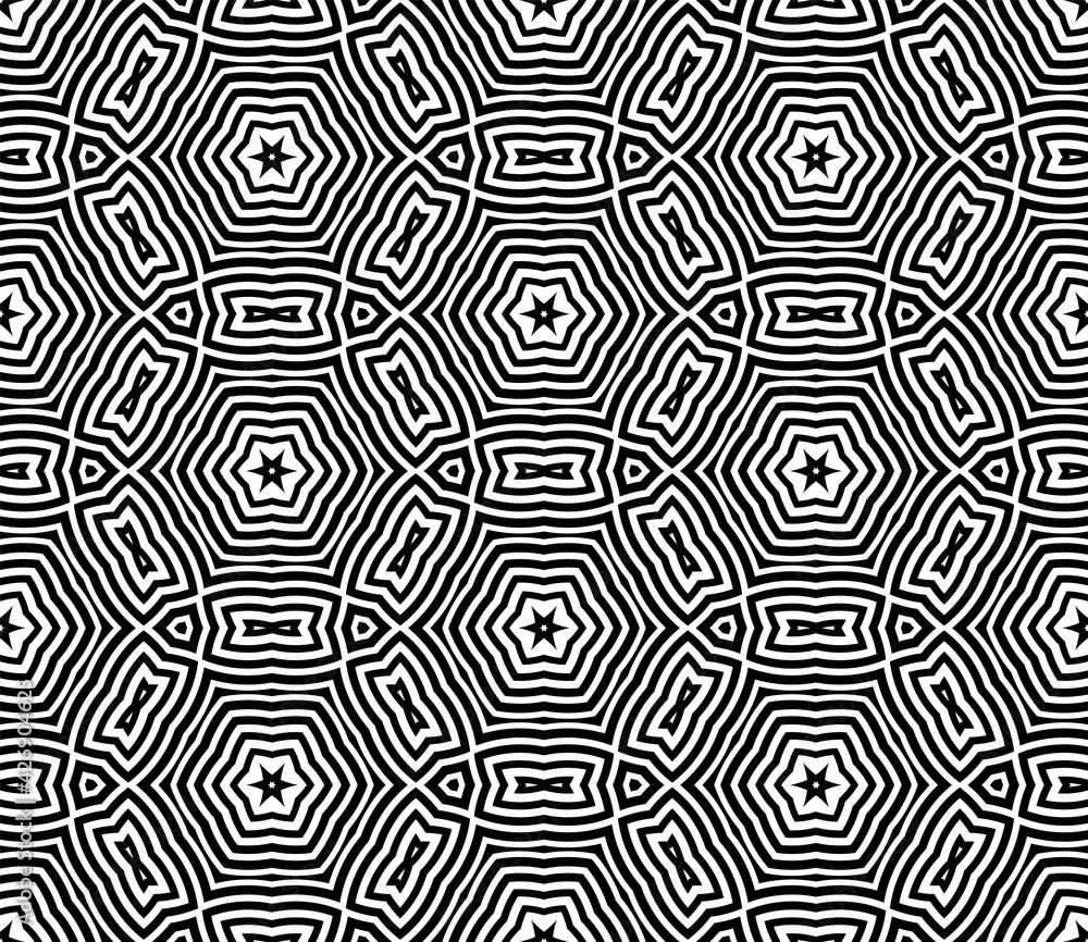 Abstract fantasy striped halftone ,thin line round shapes geometric seamless pattern. Creative mosaic, tile background. Abstract fantasy striped halftone ,thin line round shapes geometric seamless pattern. Creative mosaic, tile background.
