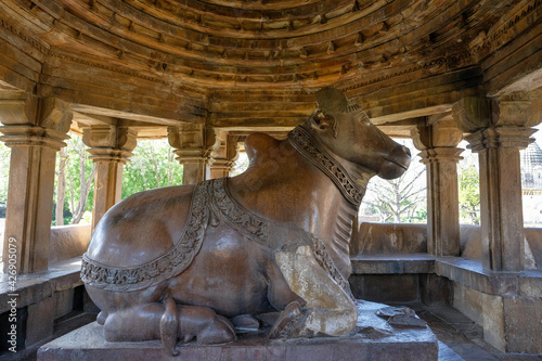 Bild auf Leinwand The Nandi Temple in Khajuraho, Madhya Pradesh, India