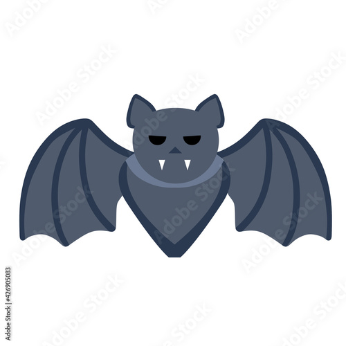 Bat. Flying nocturnal beast. Funny vampire predator with wings. Flat cartoon illustration