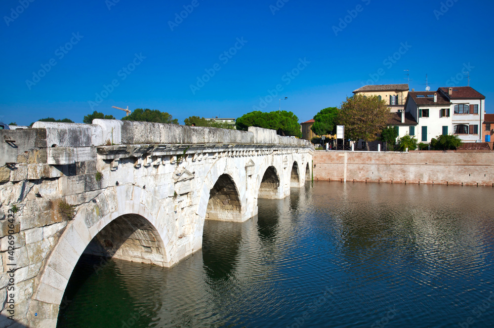 Italy, Emilia Romagna, Rimini, Tiberius Bridge