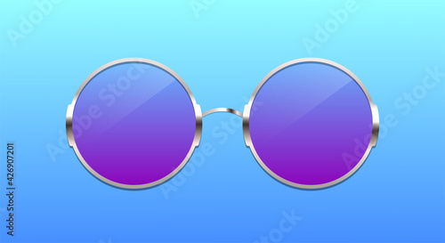 Сolored steel-rimmed sunglasses. Сircle sunglasses. Realistic vector illustration. © graphic_arts