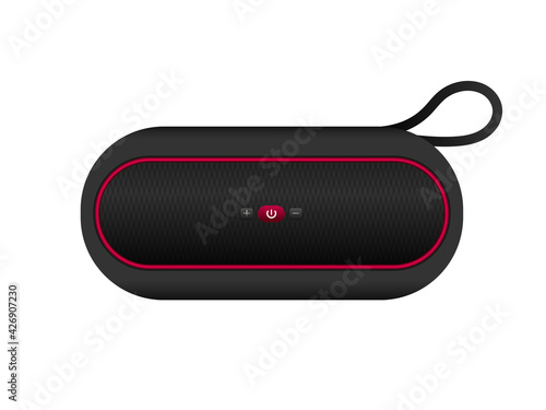 Portable wireless speaker. Musical speaker. Vector illustration.