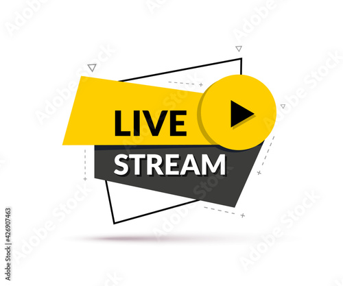 Live streaming sign. Geometric banner of online live streaming or broadcast. Vector illustration