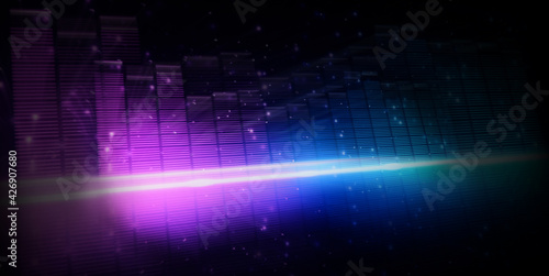 Moving fast music equalizer bar. represent deeper sound and emotional in sound of music. Audio waveform equalizer in black background. visualizer abstract. Digital graph moving and glowing in dark.