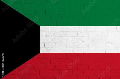 Flag of Kuwait Brick wall texture of the flag of Kuwait photo